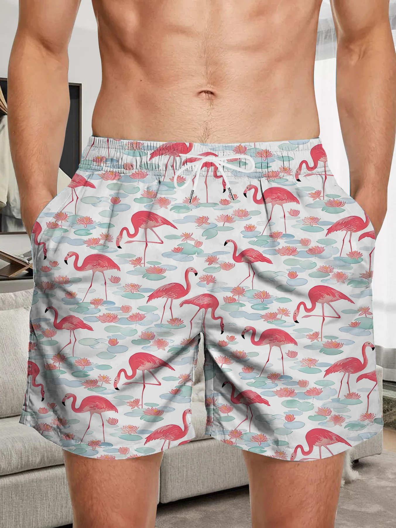 

Mens Water Sports Shorts Full Digital Print Quick Dry Polyester Anti-sand Pants