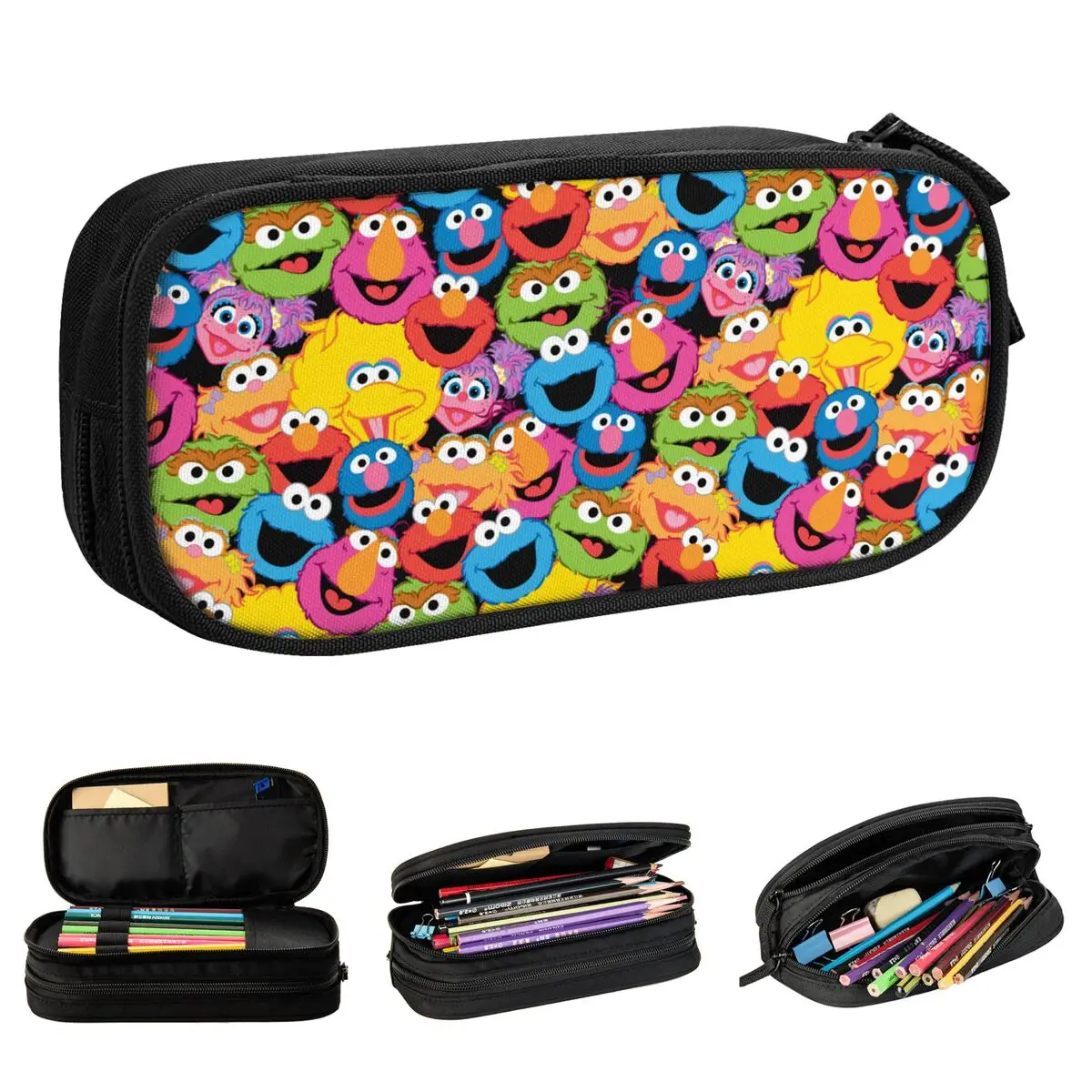 Lovely Sesame Street Character Faces Pencil Cases Cookie Monster Cartoon Pencilcases Pen Big Capacity Bags School Supplies Gift