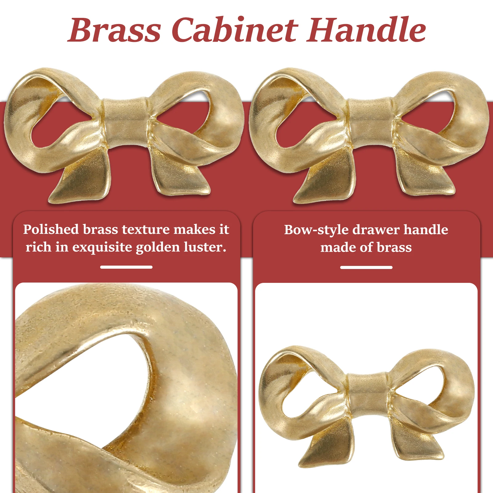 2/4PCS European Style Brass Bow Tie Cabinet Handle Bowknot Wardrobe Closet Cupboard Door Drawer Knobs Furniture Handles Pulls