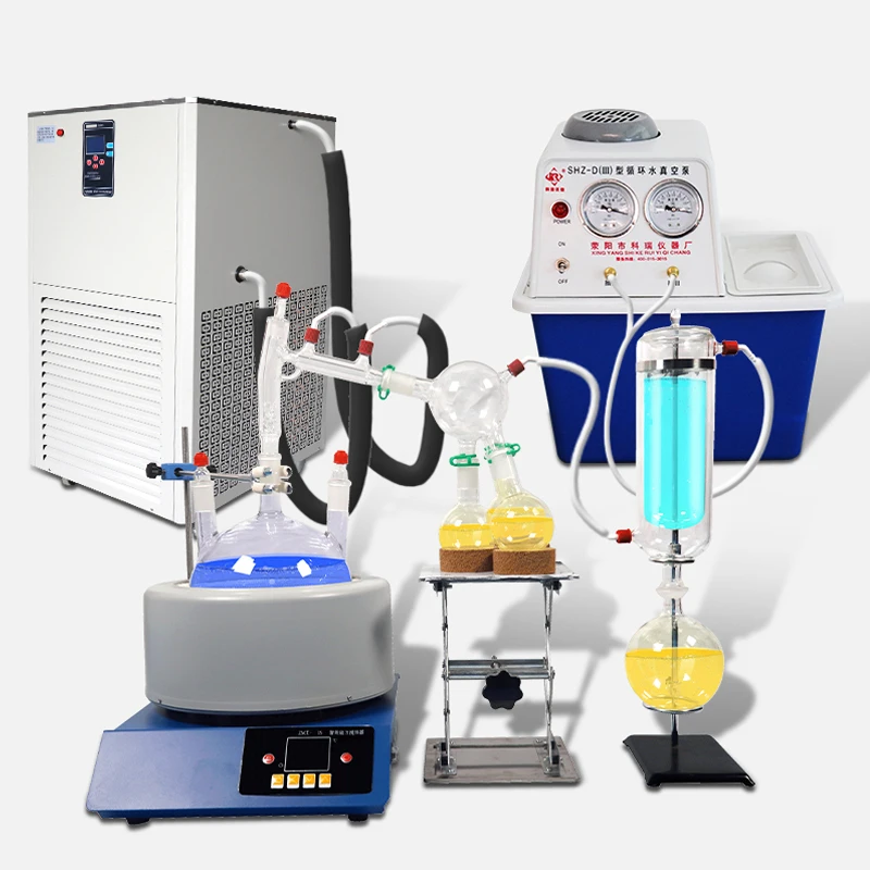 مختبر الكيمياء فراغ مسار قصير Dis-til-la-tion Set Di-st-illat-ion مع استعادة A-lc-o-hol