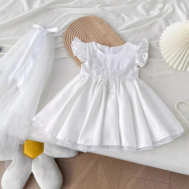 Girl's First Birthday Princess Dress2026Summer children's host and flower girl piano performance dress