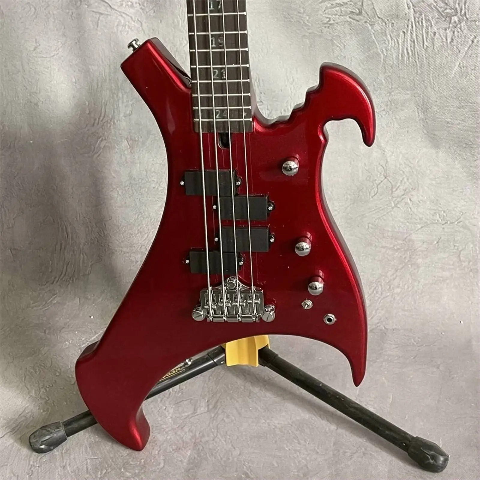 

High Quality 4 String Warwick Buzzard John Entwistle Special Bass Guitar 24-F Figure Number Inlay Metallic Candy Apple Red