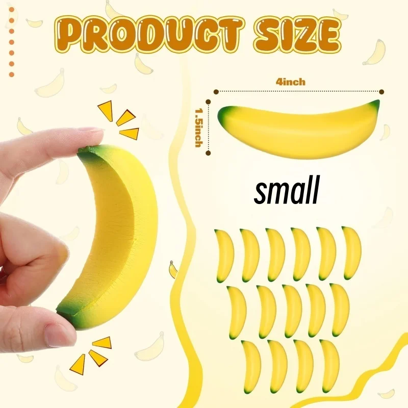 Brinquedos mole de banana falsa, macio, leve e durável, espuma pu, brinquedo de apertar frutas, divertido e relaxante com aparência realista, adereço engraçado