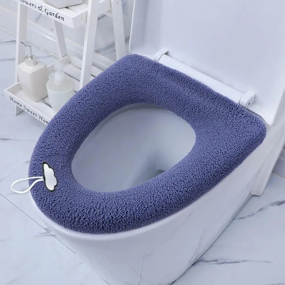 Keset Penutup Tempat Duduk Toilet Tebal dengan Pegangan Yang Dapat Dicuci dengan Elastisitas Higienis Bantalan Penutup Tempat Duduk Toilet Kamar Mandi Aksesori Kamar Mandi