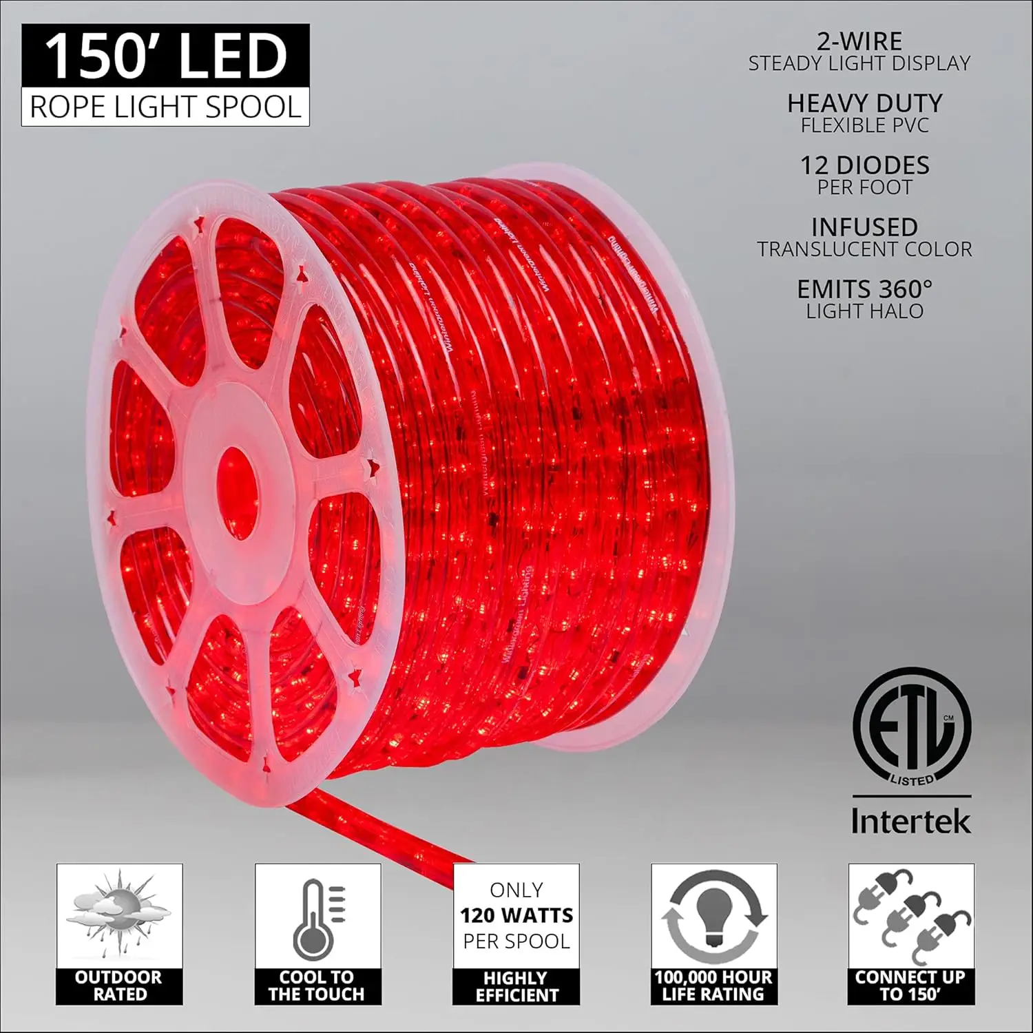 Lighting 150ft 1800 LED Commercial Grade Red Rope Kit, LED Flexible Rope String Outdoor – LED Light Rope Bedro