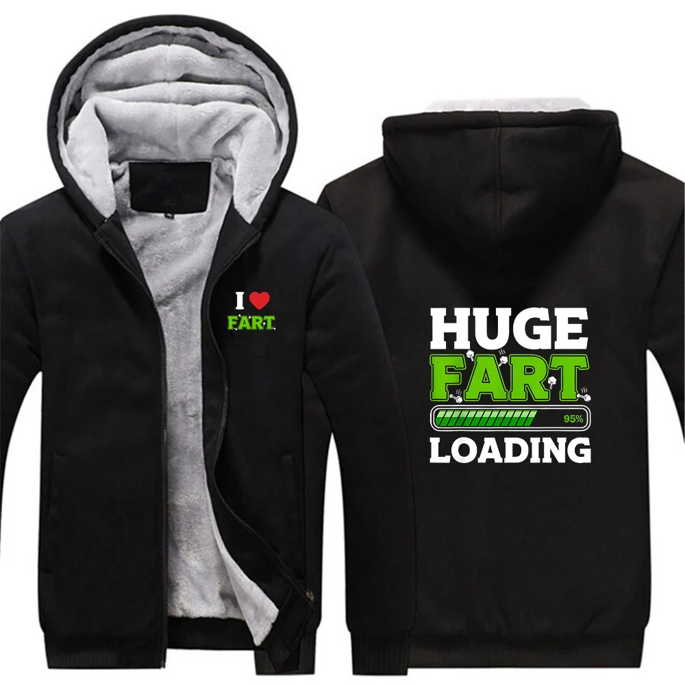 2026 Huge Fart Loading Printing Men's Autumn And Winter Thicken Warm Hooded Casual Fashion Comfortable Jacket Coat