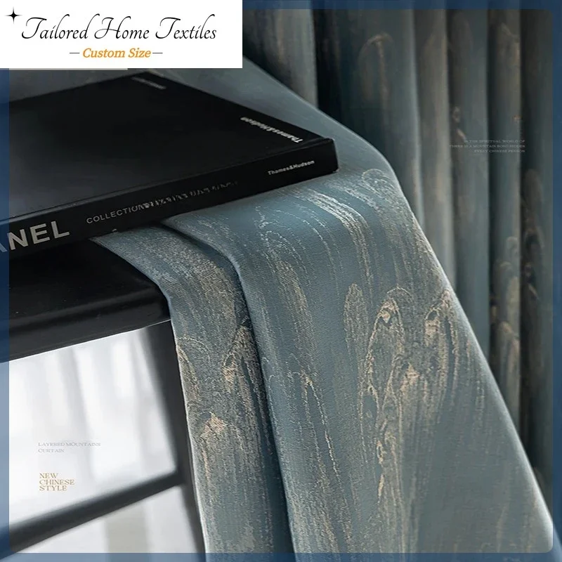 Custom Jacquard Blackout Curtains High Precision Embroidery Luxury Living Room Dining Room Bedroom Drapes Thermal Insulated