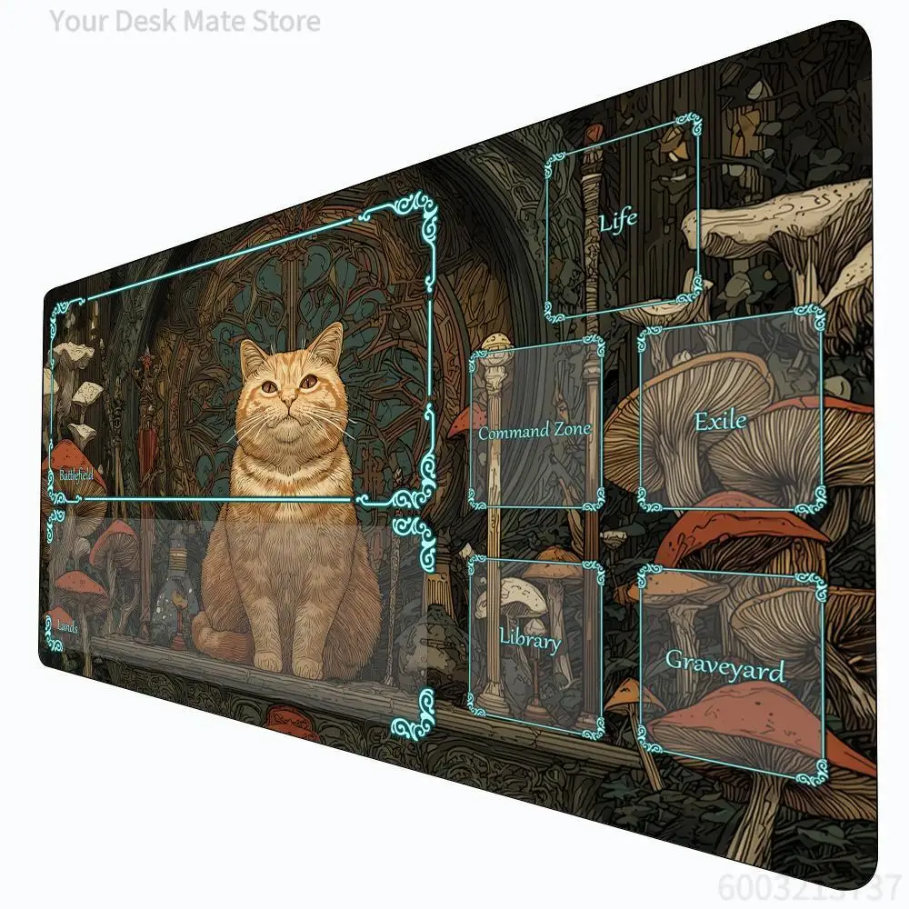 

Orange Cat and the Rune Gate MTG Playmat Magic Card Battle Mat Non-Slip Durable 35X60CM Commander playmat Board Game Mat for TCG