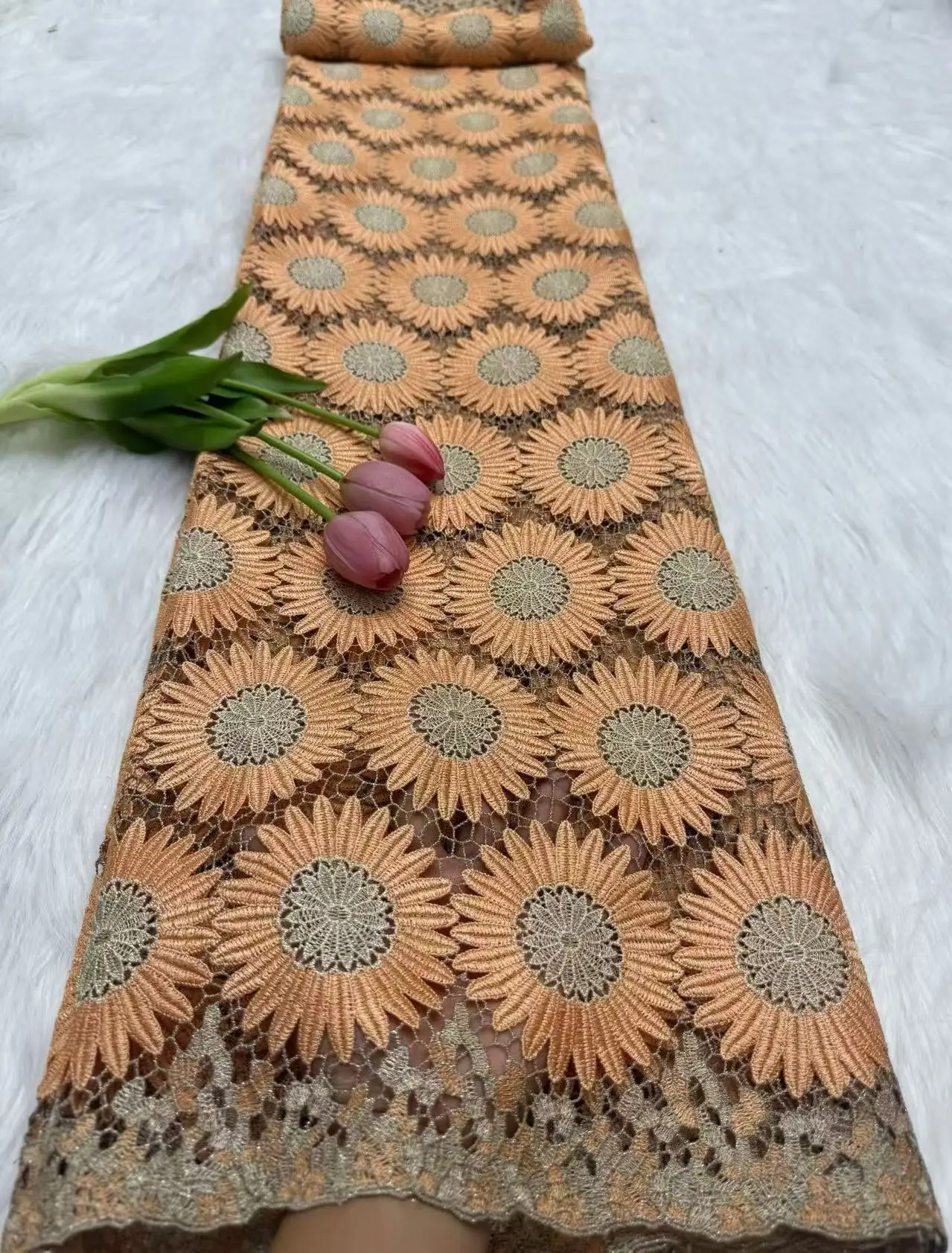 African Guipure Cord Lace Fabric 2025 High Quality 5 Yards Nigerian Water Soluble Lace Fabric For Women Wedding Party Dresses