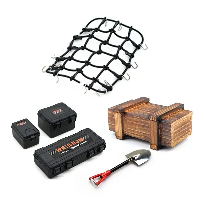 Juego de palas de red de equipaje de maleta de decoración simulada Universal, accesorios de coche RC para TRX4 Defender SCX10 90046 90047, 6 unids/set