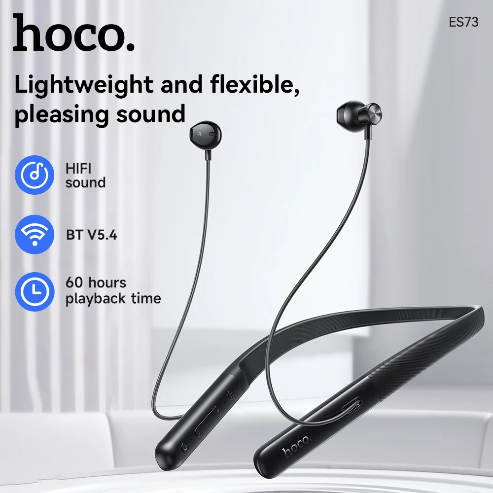 

HOCO ES73 Neckband Earphones Bluetooth Wireless Sports Headsets Semi In Ear Setero Earbud For Mobile Phone Hifi Sounds Headphone