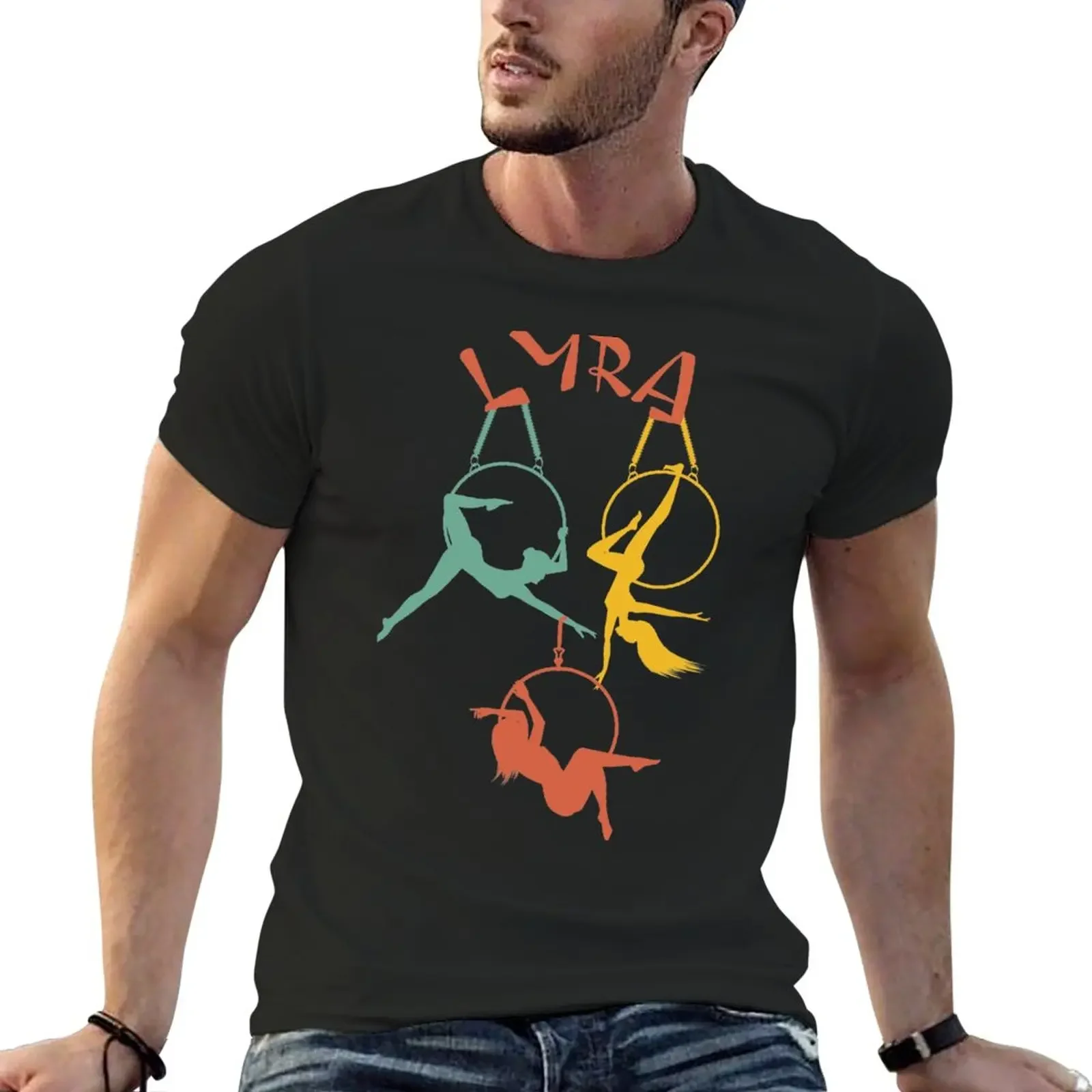 New fashion heavyweight vintage Aerial Hoop Lyra Aerialist Yoga Lyra Circus T-Shirt quick drying shirt funny t shirt for men