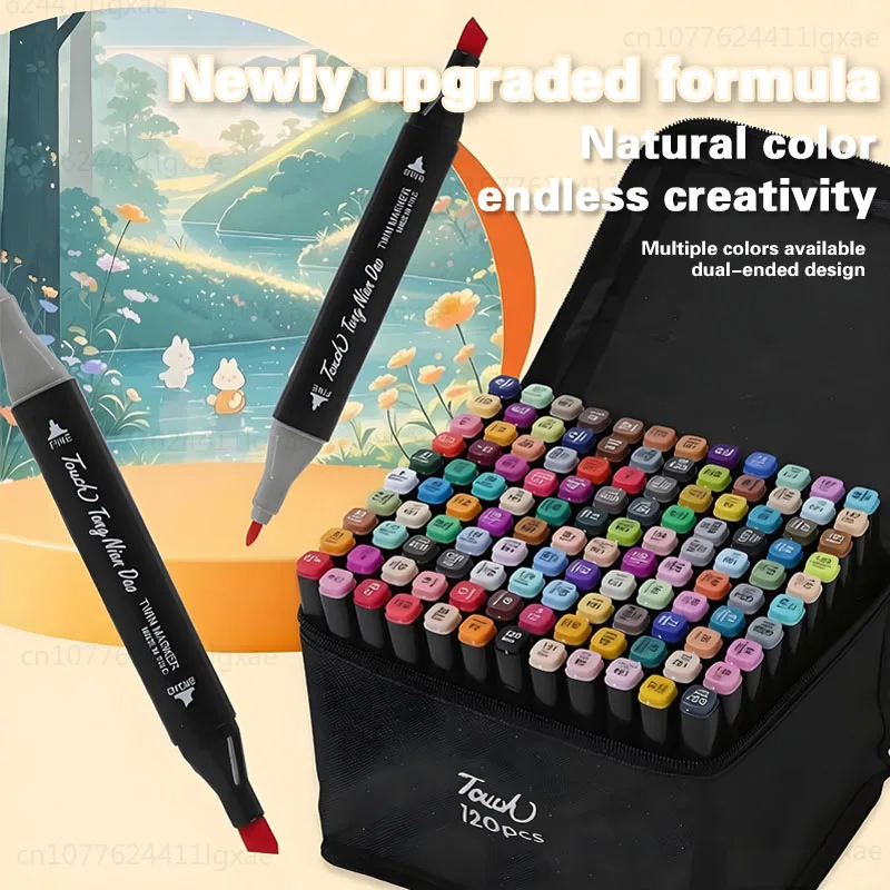 

24/30/36/40/48/60/80/100/120pcs Art Marker Set, Watercolor Brush Pens For Students, Dual Tip Oil-Based Markers For Art Students