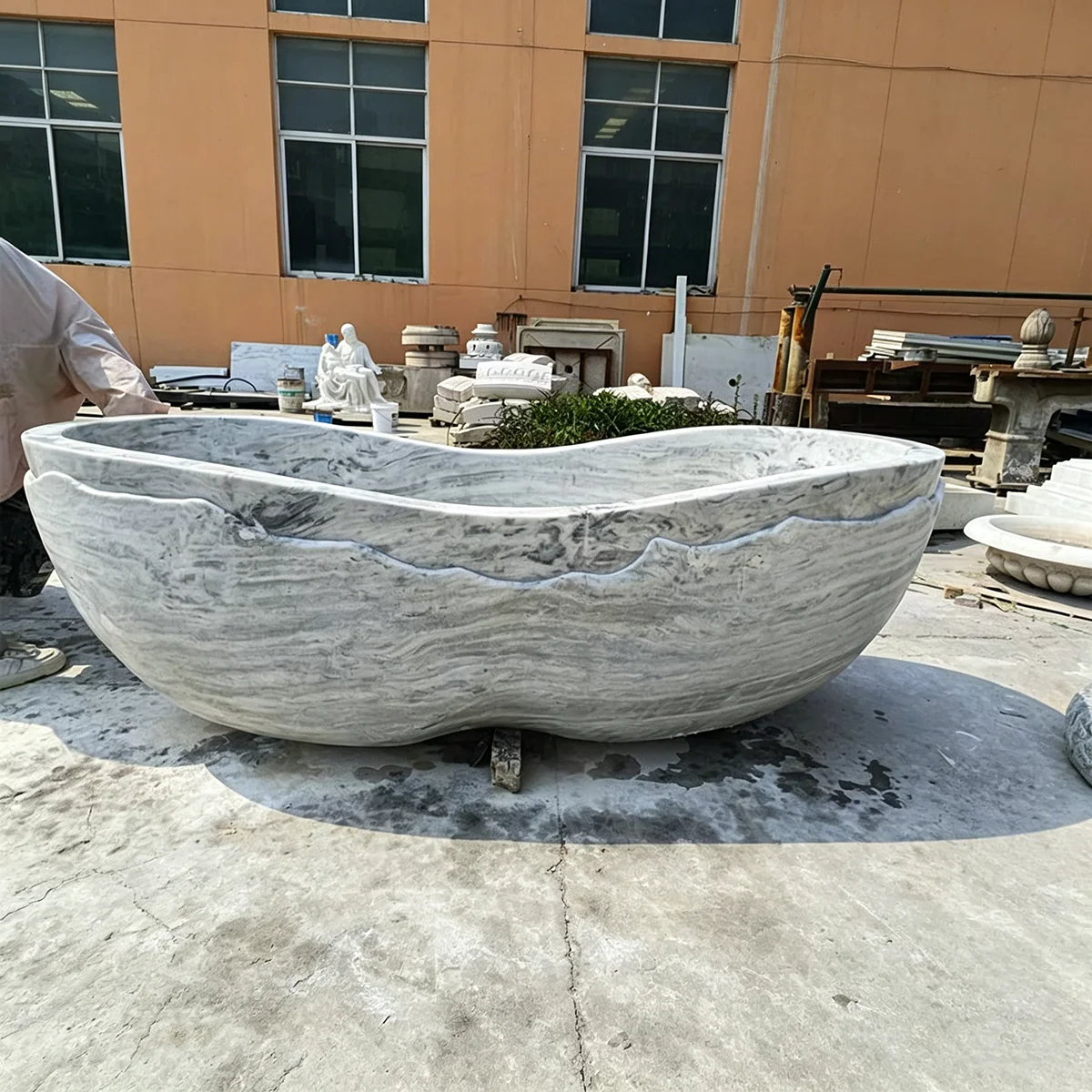 #￥Wholesale Best Sale Natural Carrara Marble Bathtub Customized Freestanding Stone Soaker Tub for Modern Indoor Hotel