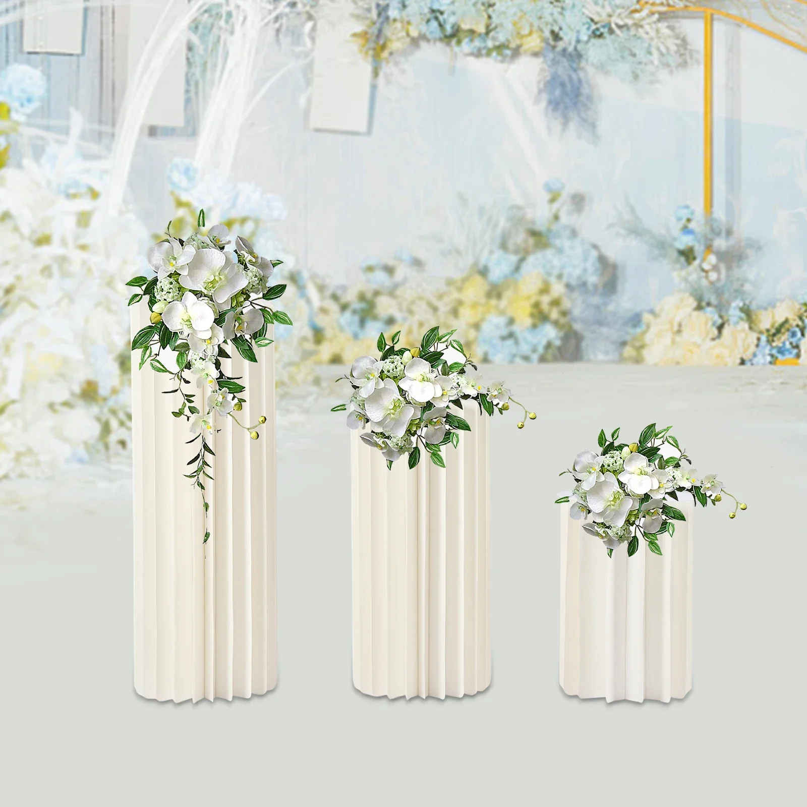 

3 Pcs Flower Cardboard Rack Vase Stand Geometric Column For Wedding Party Stand Decor 40/60/80cm Centerpiece Table