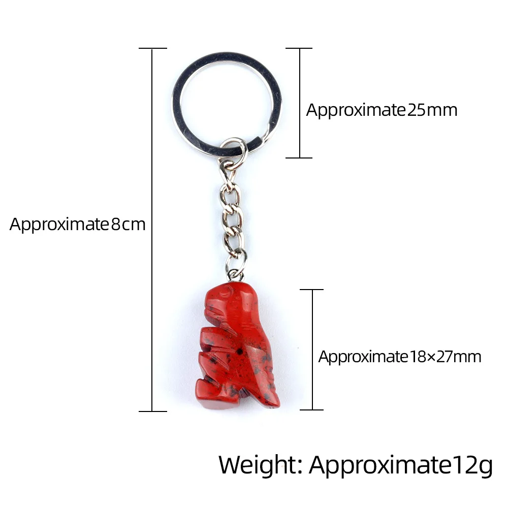 10pcs Carving Little Dinosaur Stone Key Rings Chakra Gem Charms Keychains Healing Crystal Keyrings for Women Men