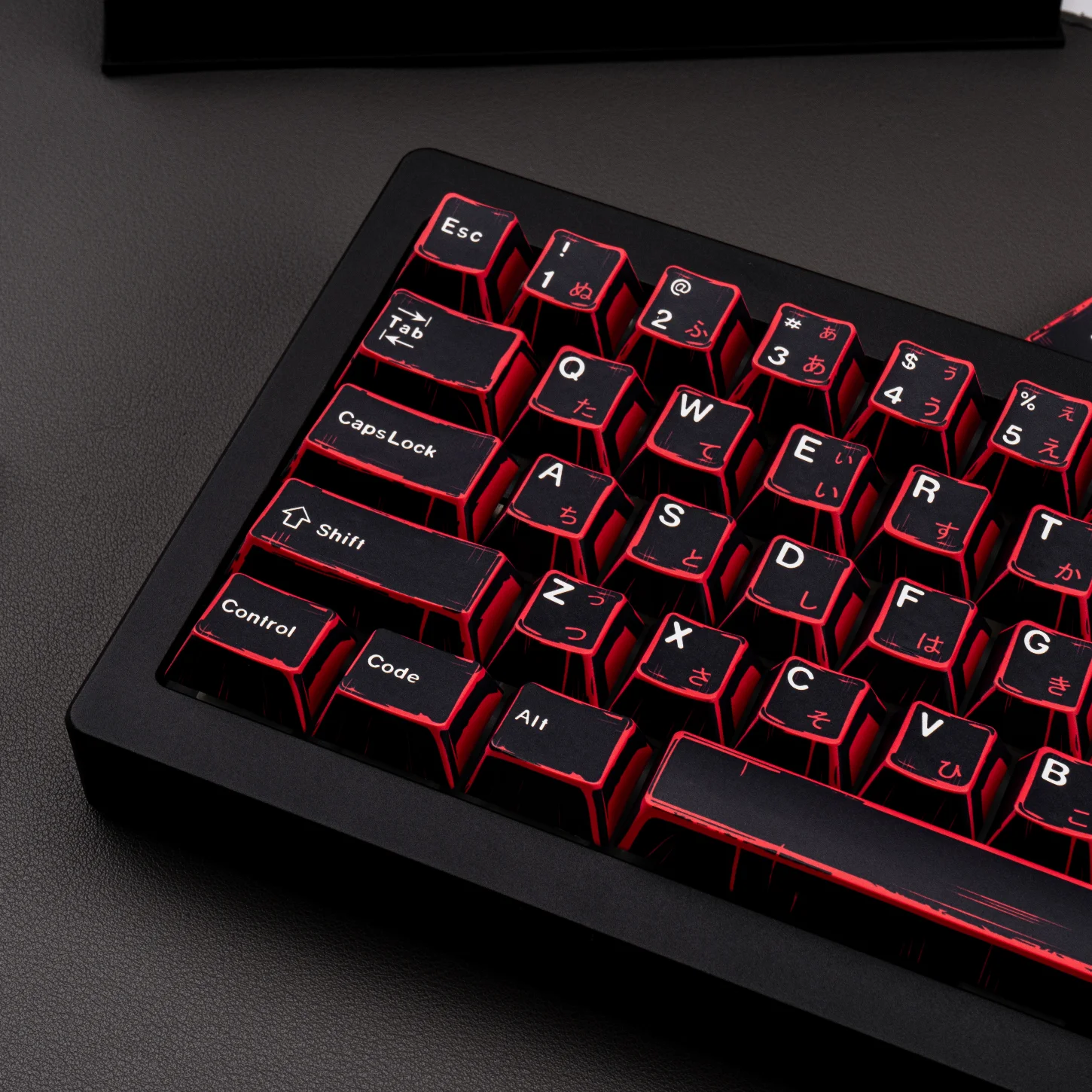 Manga, Black and Red Japanese Cherry Keycaps PBT 130 Keys, Customized for 60/84/98/108 Mechanical Keyboards