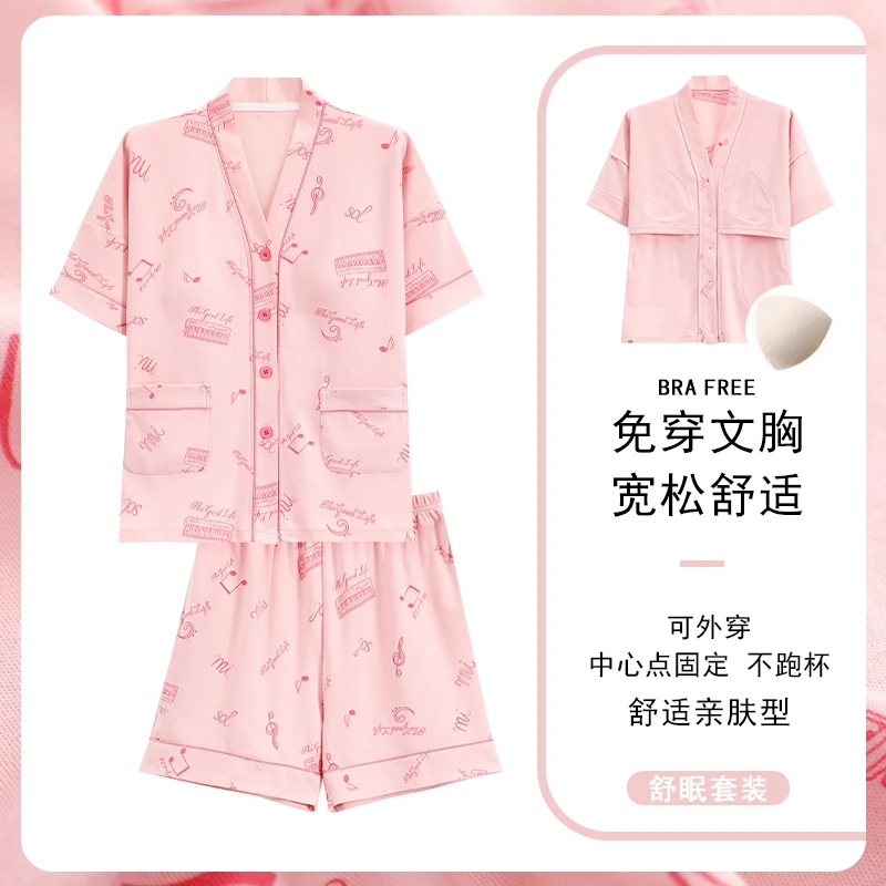 

Plus Size M-5XL Summer Women 100% Cotton Pajama Set Female Short Sleeve Pyjamas