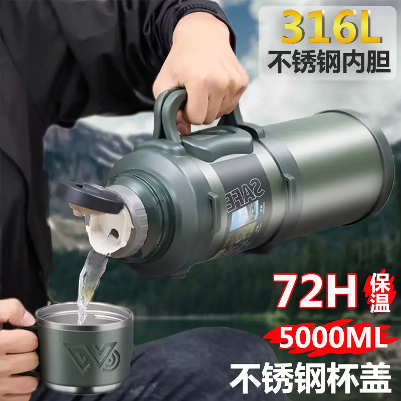 Large Capacity Insulated Kettle, Stainless Steel, Inner Liner, Hot Water Bottle, Outdoor Travel Kettle, Camping Sports Bottles