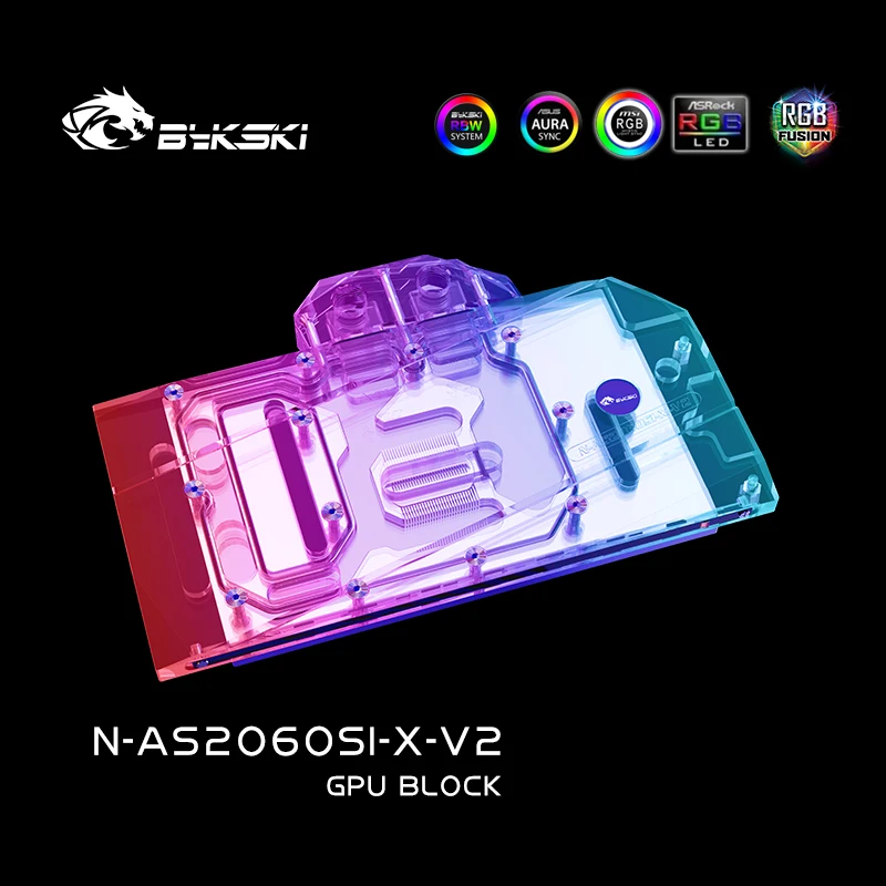 BYKSKI Water Cooling Block for ASUS RTX 2060 O6G SI / DUAL RTX2060-6G /  DUAL RTX2060-O6G-EVO / RTX2060-O6G-GAMING /5V 3PIN/12V