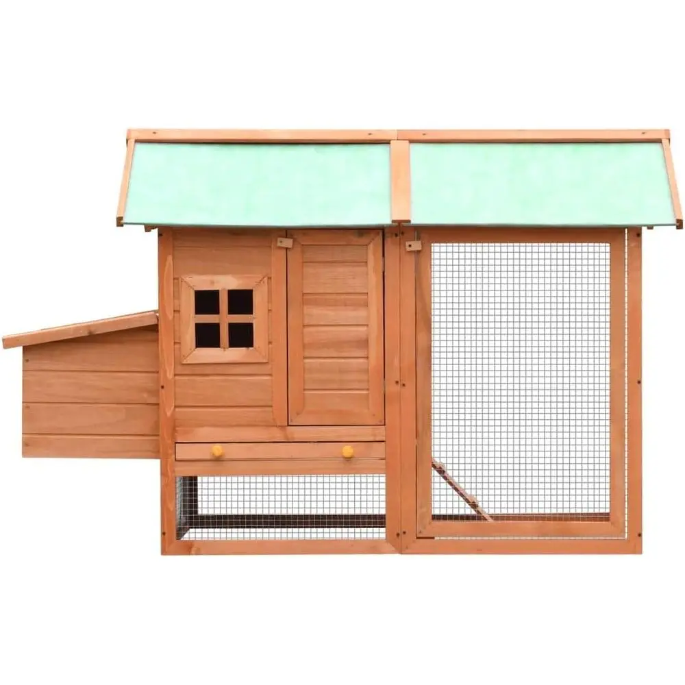 

Outdoor Wooden Rabbit & Chicken Coop, Solid Pine Construction, Gray, 66.9x31.9x43.3