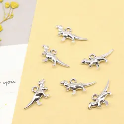 20pcs 20x12mm Dinosaur Charms Jewellery Making Pendants For Crafts Fashion Jewellery Antique Silver Color