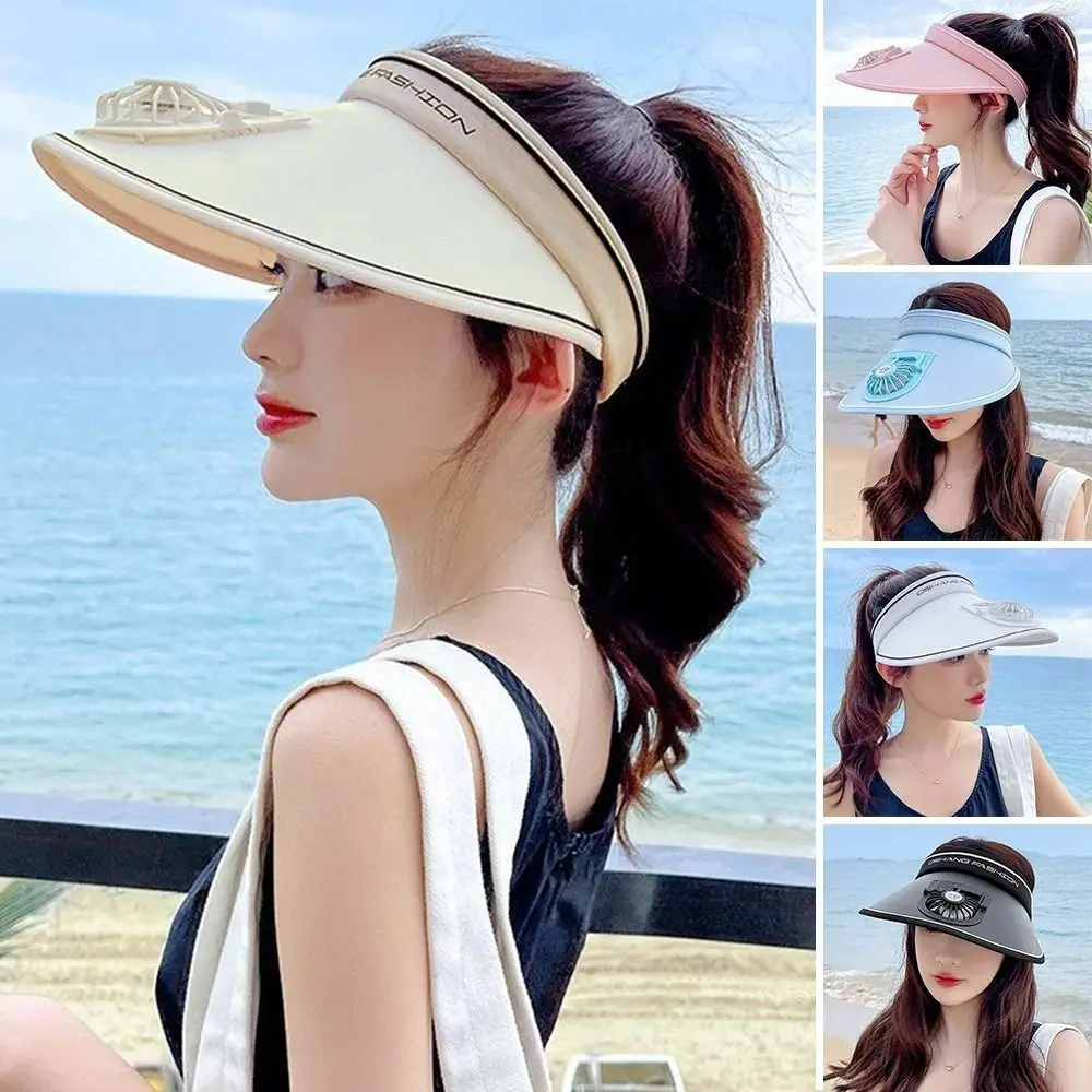 Portable With Fan Fan Sun Hat Wide Brim UV Protection Panama Cap Breathable Adjustable Visors Men Women