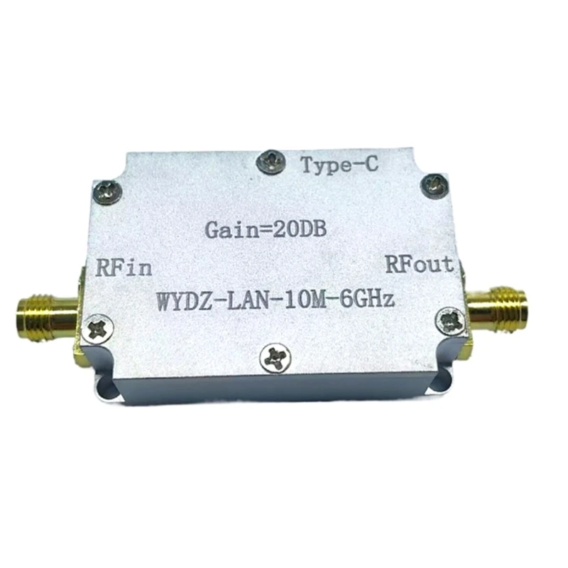 مضخم صوت منخفض الضوضاء 10 متر-6 جيجا هرتز عالي التسطيح RF إشارة قيادة مستقبل أمامي 20DB مضخم للصوت لراديو FM