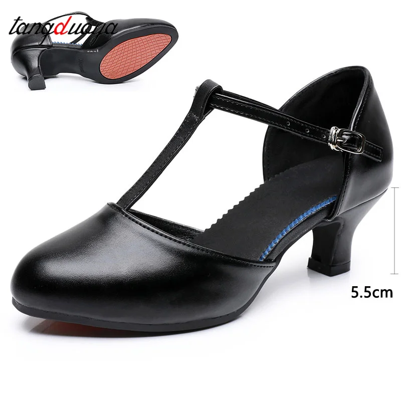 أحذية الرقص اللاتينية النسائية السوداء الحديثة أحذية رقص الجاز قاعة الرقص أحذية المعلم الاجتماعية الفالس التانغو الرقص الكعوب أحذية السالسا