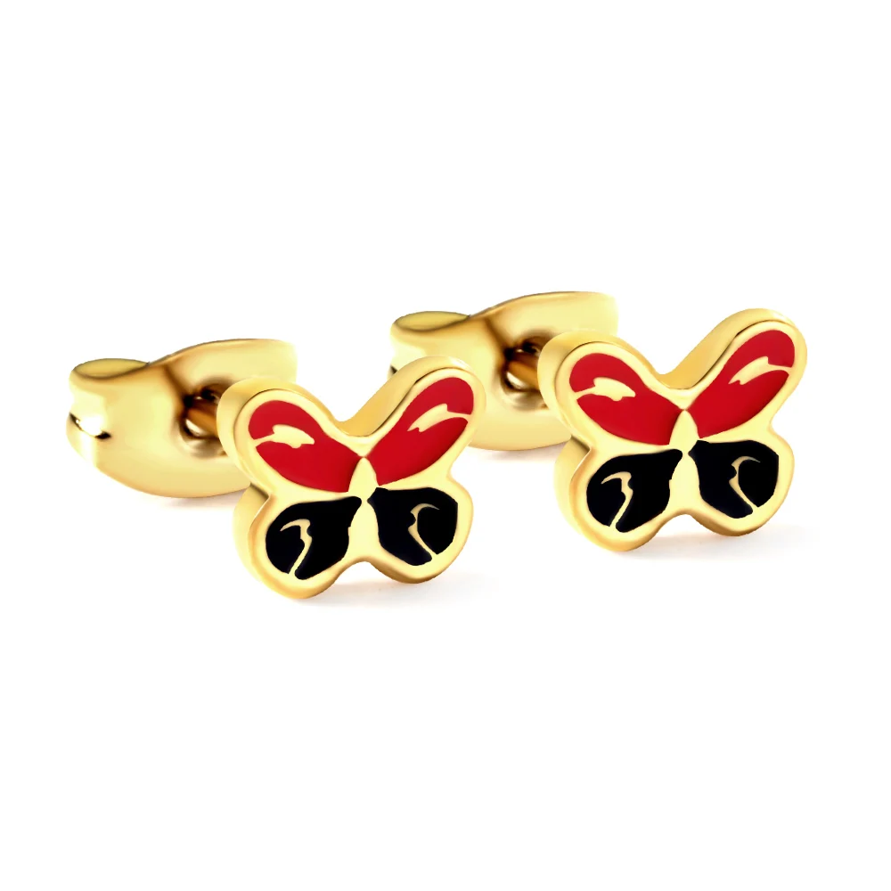 ASON Simple Women's Stainless Steel Butterfly Earrings Gold Plated Anti Allergy Exquisite Small Cute Earrings For Party Gifts