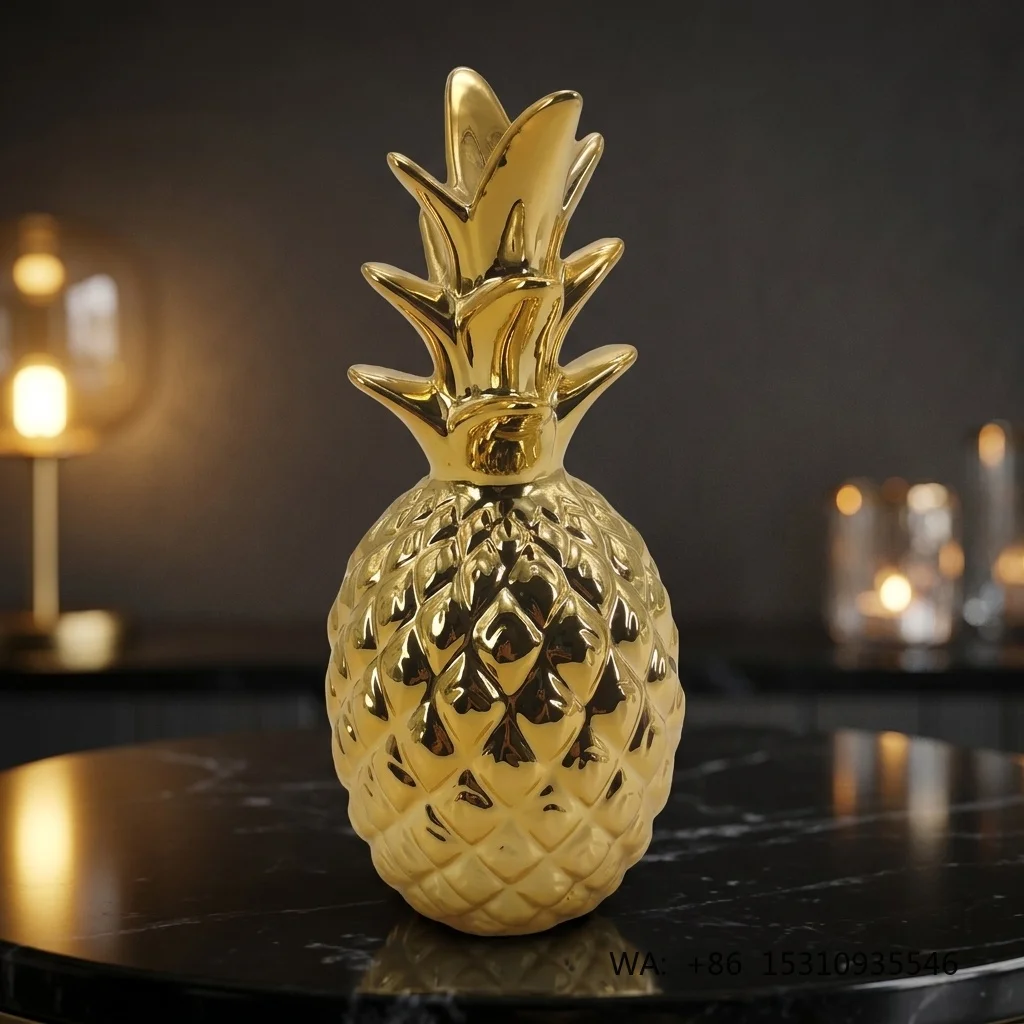 High Quality Pineapple Shape Customized Ceramic Piggy Bank for Home Decoration