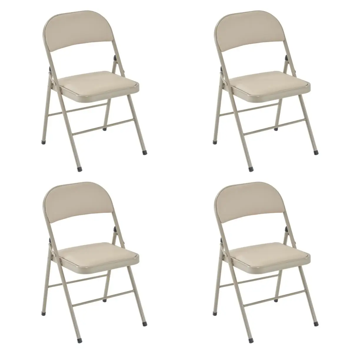 4PCS Stylish Foldable Iron & PVC Chairs for Events & Exhibitions - Lightweight Brown Design