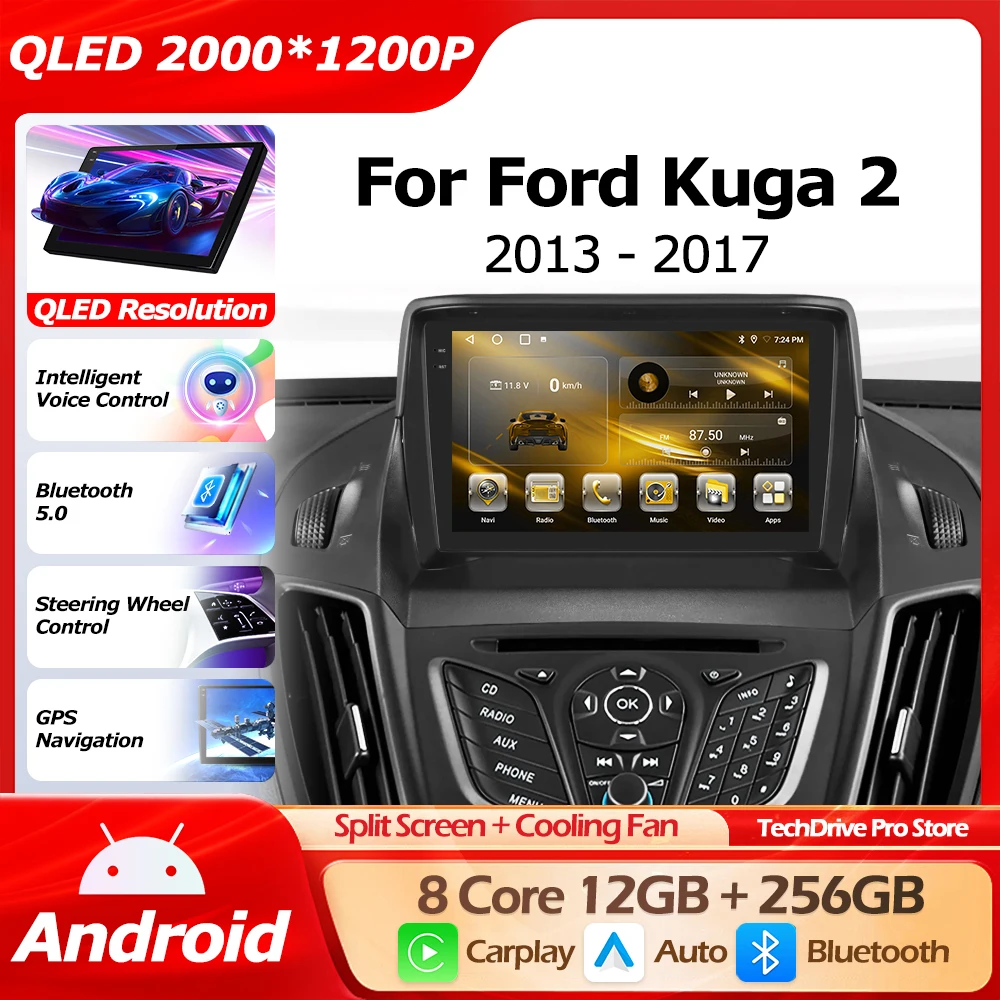 

Автомобильный Bluetooth-плеер Android 16 для Ford Kuga 2 Escape 2013-2017 с Wi-Fi, GPS-навигацией, беспроводным CarPlay и интеллектуальным мультимедиа-плеером 4G