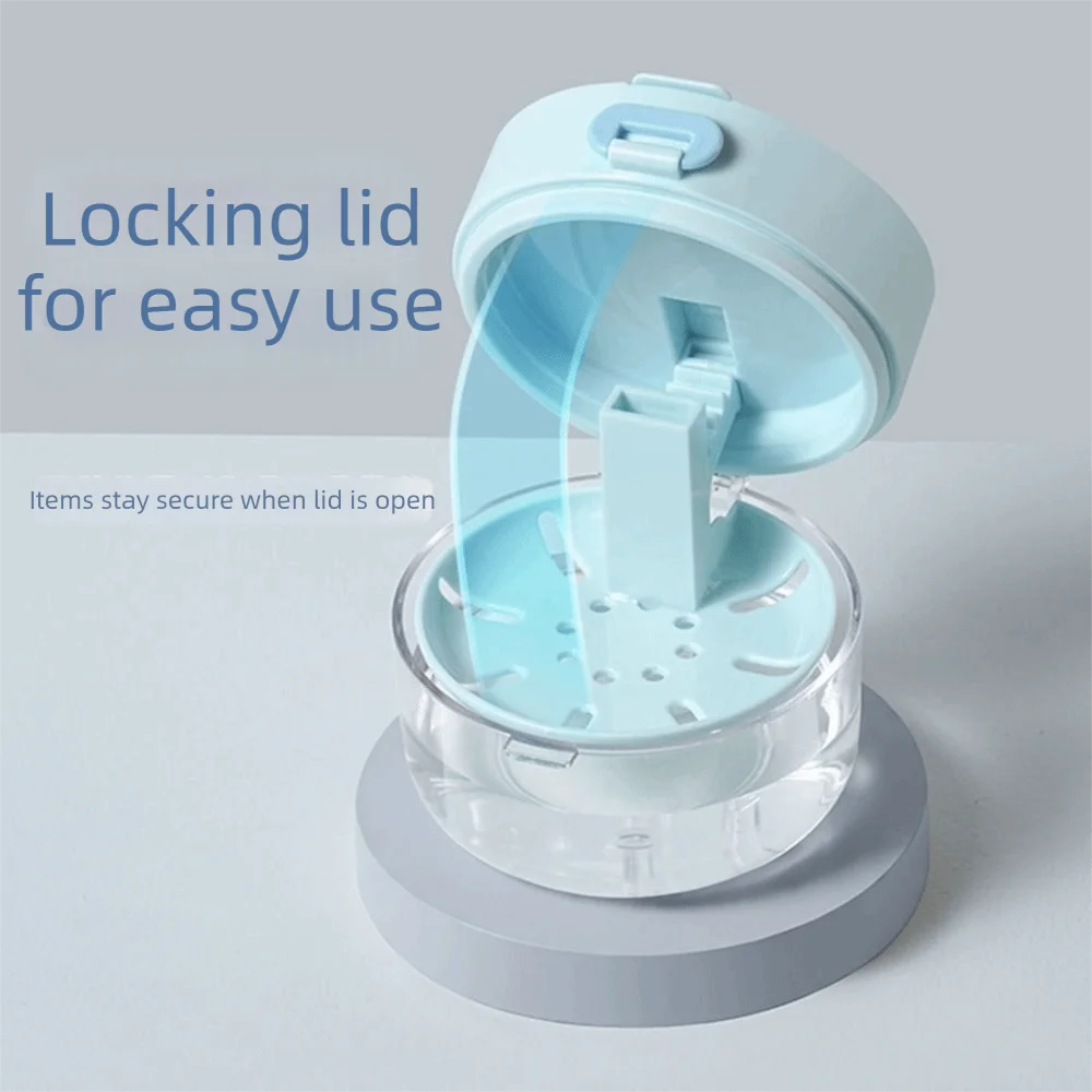 Drainable Design Braces Storage Box Layered Organizer Portable Denture Soak Cup with Mirror Large Capacity