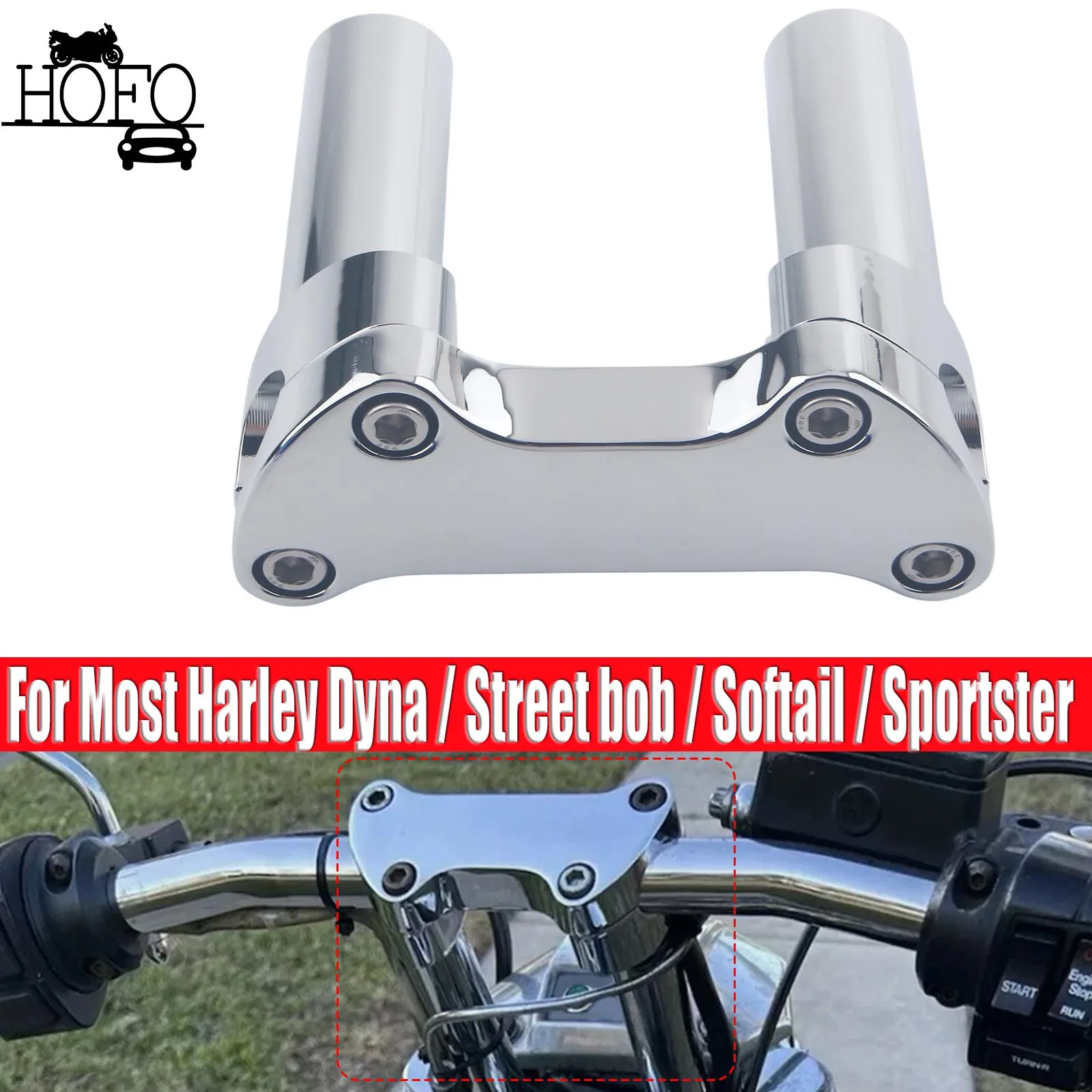 

​For Most Harley-Davidson Dyna / Street bob / Softail / Sportster and Other Models Chrome 4.5" Straight Handlebar Risers