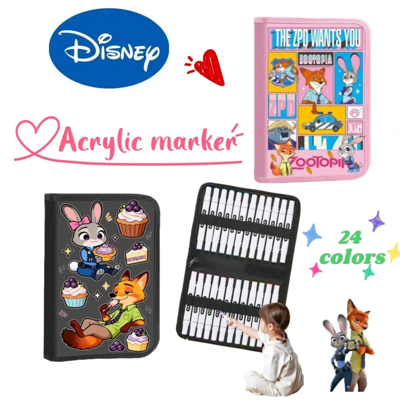 

Disney Judy Hopps Nick Wilde анимация мультфильм акриловый маркер для студенческого искусства непрозрачная бумага цветная сумка для хранения ручек