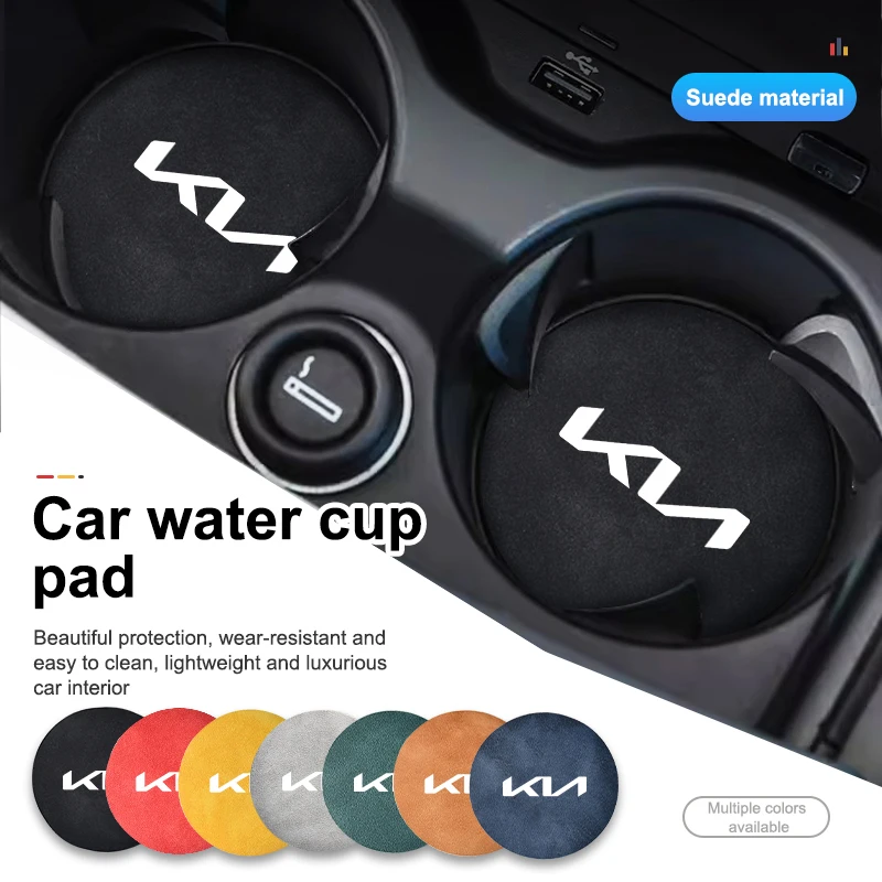 2pcs Suede Car Coaster Water Cup Drink  Holder Anti-Slip Pad For KIA Rio K5 K2 Sportage Ceed Sorento Picanto Stinger Soul