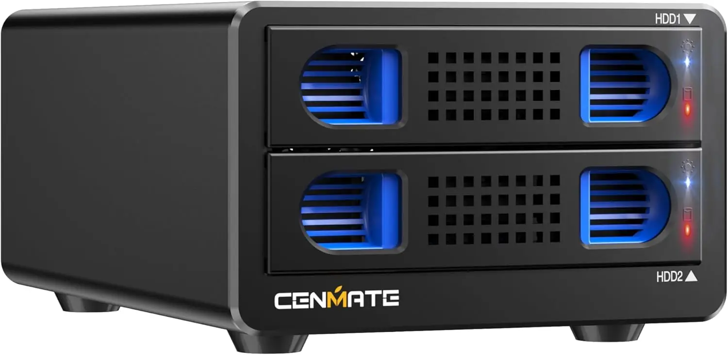 

Корпус для 2 жестких дисков с охлаждающим вентилятором для SATA HDD/SSD 2.5"/3.5", USB A/C 3.0, с возможностью горячей замены, безинструментальный DAS