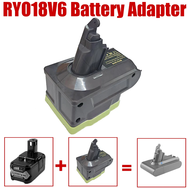 RYO18V6 Battery Adapter Converted To for Dyson V6 Animal Absolute Motorhead Slim Converter for Ryobi 18V Lithium Ion Batteries