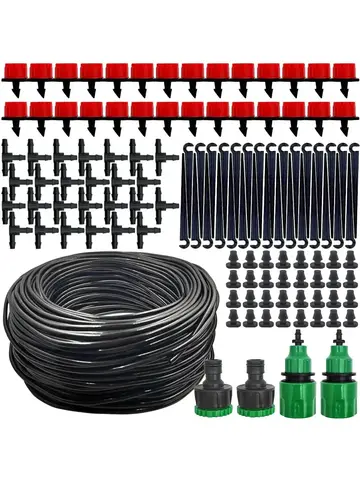 Micro Drip Irrigation System Portable 20M Automatic Watering with Adjustable Drippers Misting Watering Kits Garden Hose