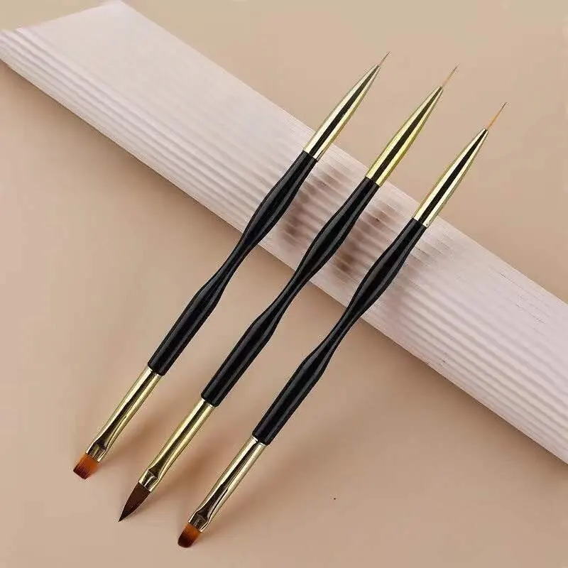 

3Pcs Double Head Nail Art Brushes Set Fine Carving Wire Drawing Hook Brush Painting Pens Nail Tools