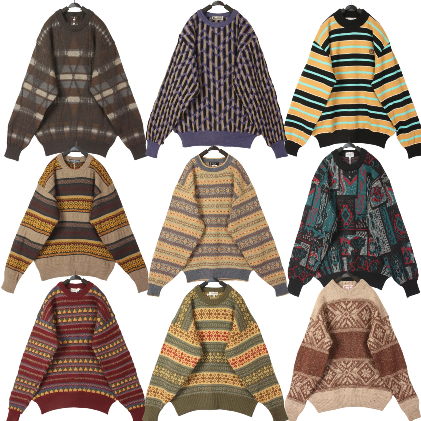 

Vintage Boho Loose Fit Woolen Sweater Autumn Winter Retro Forest System Totted Color Colion Art Totem Pattern ex