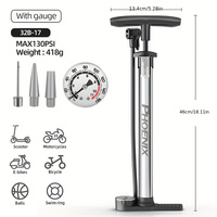 Bike Air Pump Portable High Pressure with Gauge Tire Inflator Stainless Steel Ball Mountain Bicycle Pump Accessories