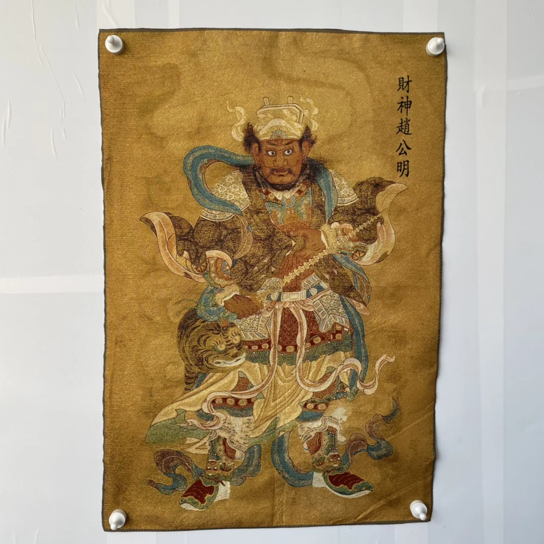 Portrait of the God of Wealth, Zhao Gongming, Tangka Embroidery Decoration Painting