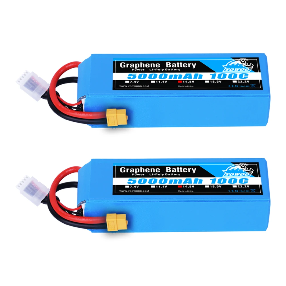 Image of 1/2 Pack Yewoo Graphene Lipo 4S Batterie 14,8 V 5000 mah XT60 100C RC Flugzeug Hubschrauber Auto Boot Lkw Teile