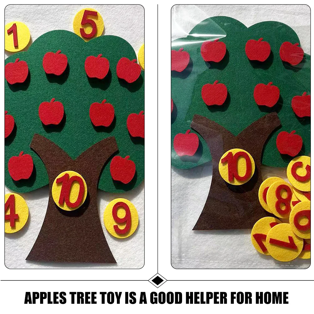 2 Sets Apple Tree Numbers Digital Matching Toy Children's Toys Manual Felt Apples Non-woven Game