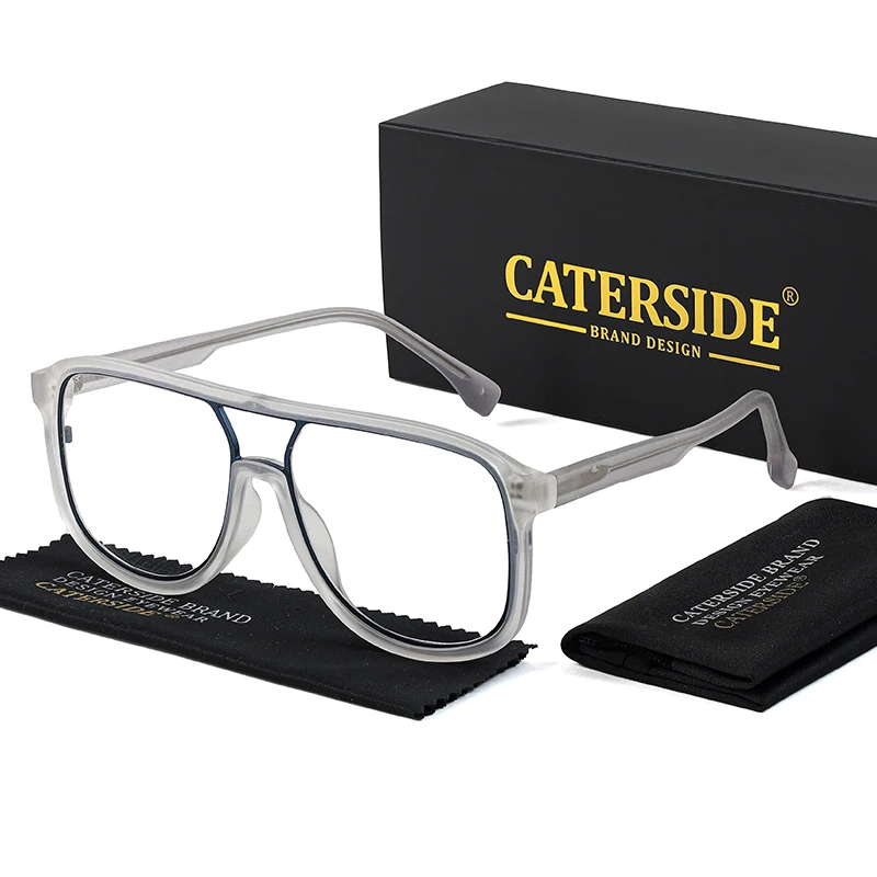 CATERSIDE Anti Blaues Licht Gläser für Männer Retro Große TR + Metall Rahmen Frauen Brillen Flache Top Doppel Brücke Punk marke Brillen – Detail 10