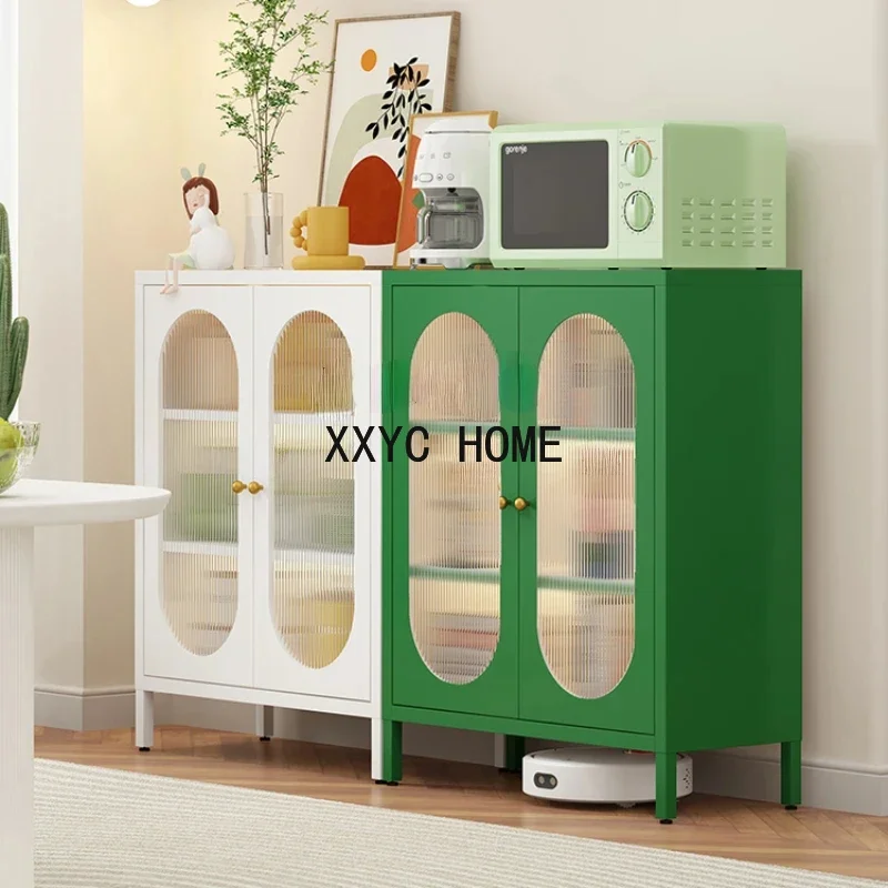 

Nordic Korean Style Japanese Style Modern Tea Cabinet Living Room Snack Storage Iron Single Door High Leg Sideboard Cabinet