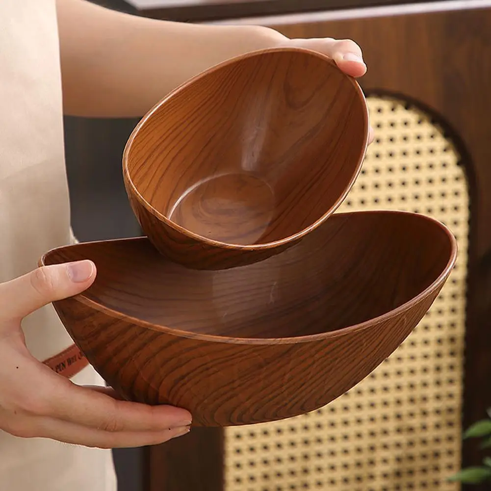 Creative Imitation Wood Grain Fruit Plate Dessert Tray Snack Fruit Plate Reusable Household Food Plate For Kitchen ﻿