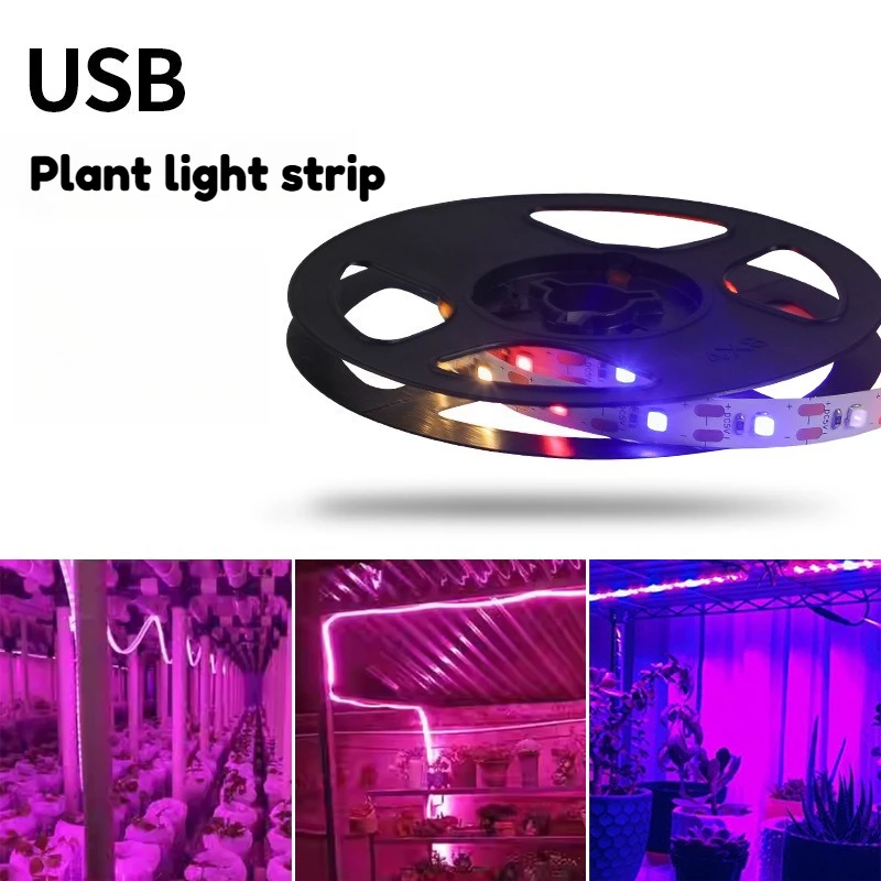 5V Sunlike Dual Color Temperature LED Grow Strip Light 5mm Width With Switch Supplement Lamp For Succulent Potted Seedling